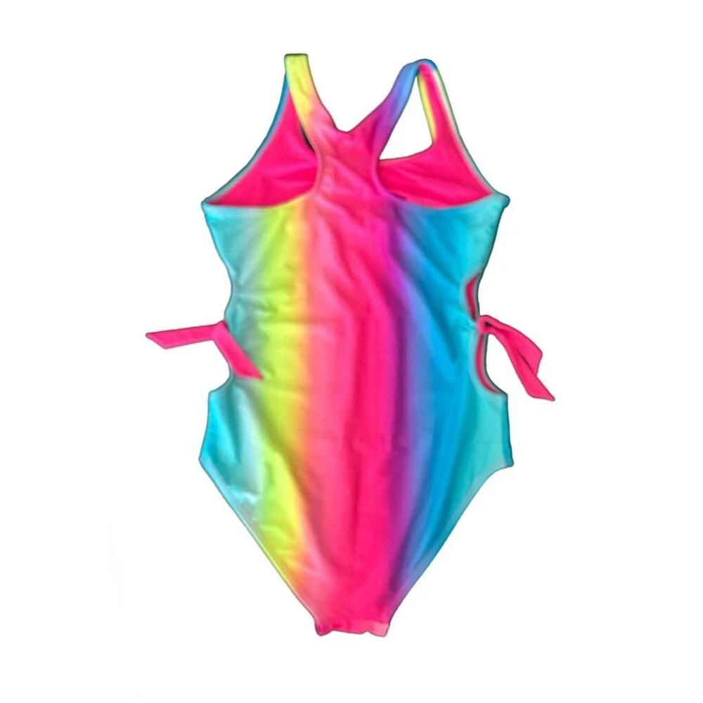 Justice Big Girls Rainbow Side Cutouts Racerback One Piece Plus Size 16